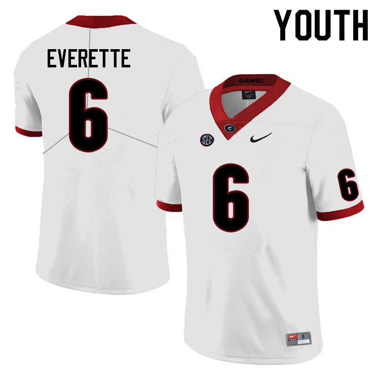 Youth #6 Daylen Everette Georgia Bulldogs College Football Jerseys Sale-White Anniversary